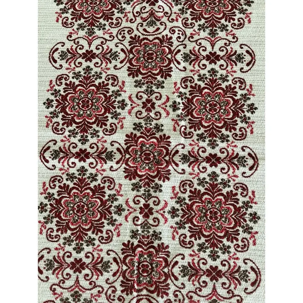 VTG Austrian Woven Folk Detailed Geometric Floral Tablecloth & 6 Napkins
